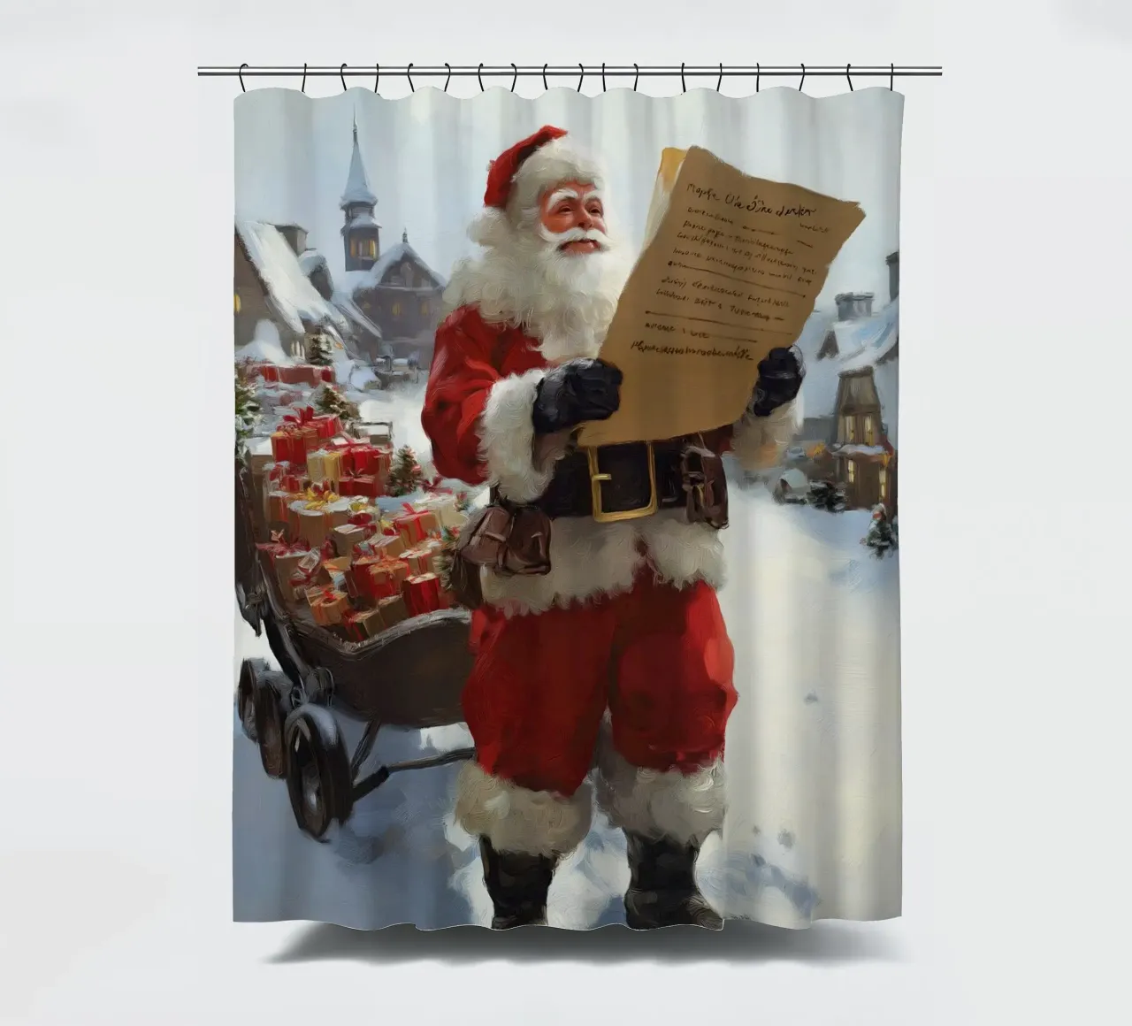 Babbo Natale con la lista dei desideri tenda da doccia da Cozy Vibes