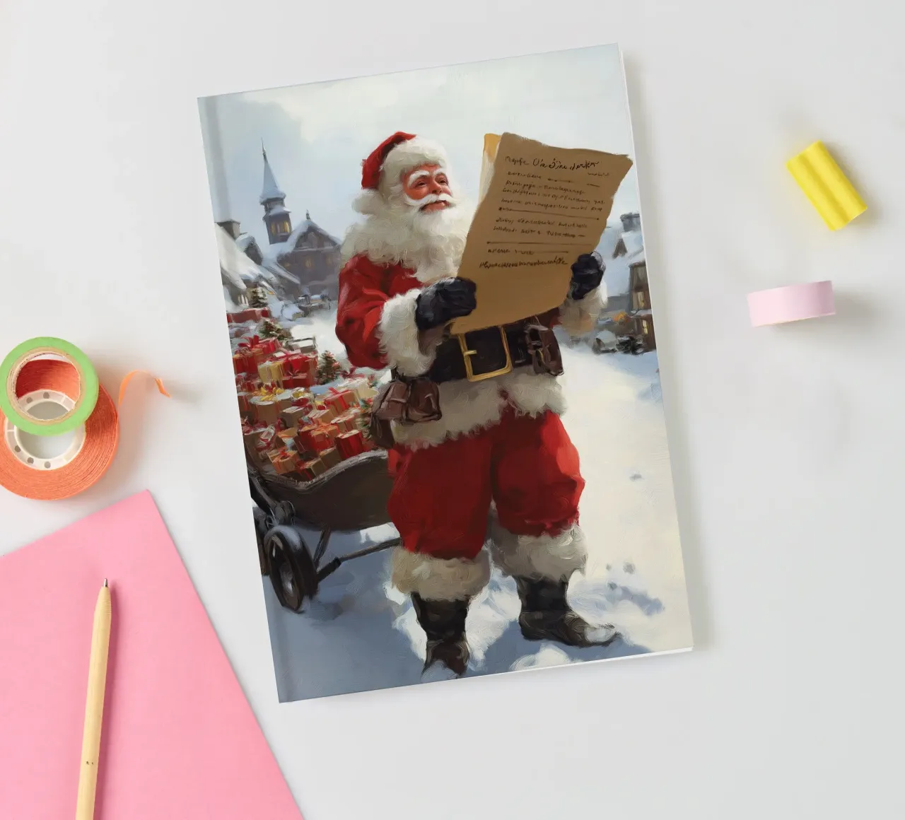 Father Christmas with the wish list notebook by Cozy Vibes