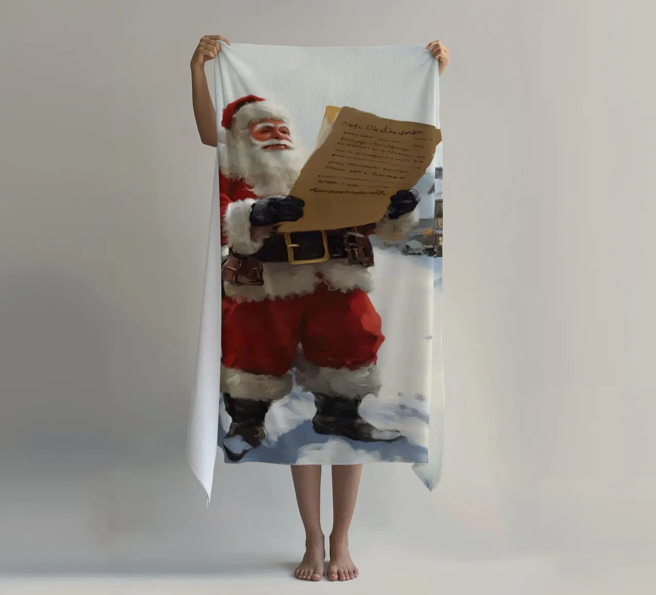 Babbo Natale con la lista dei desideri telo mare da Cozy Vibes