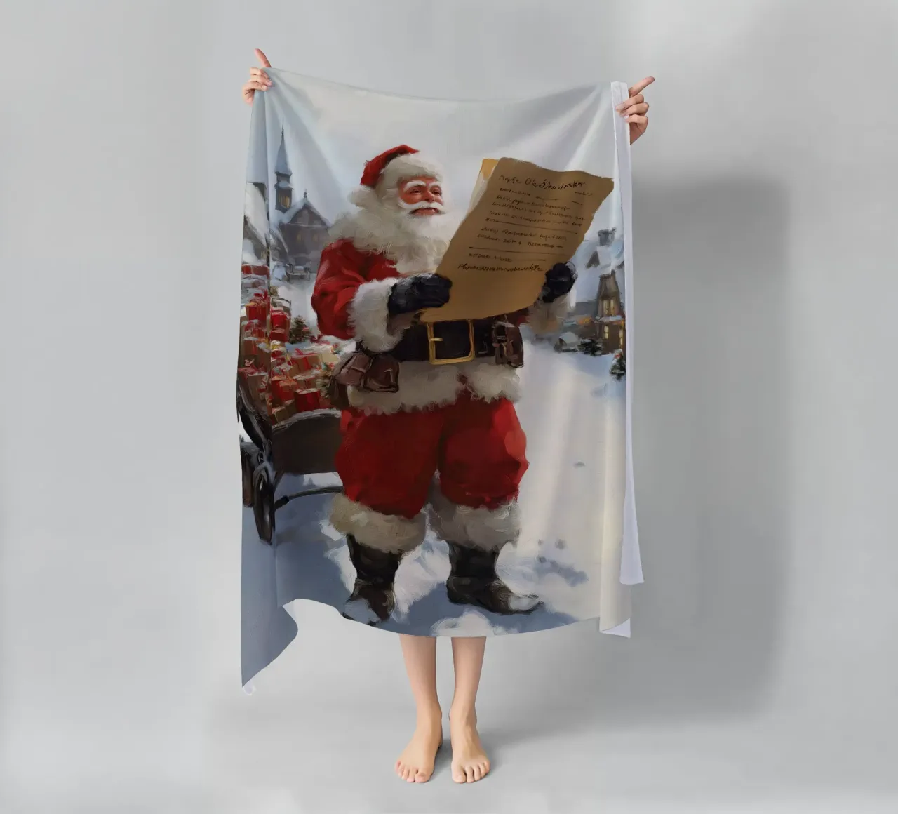 Babbo Natale con la lista dei desideri telo mare da Cozy Vibes