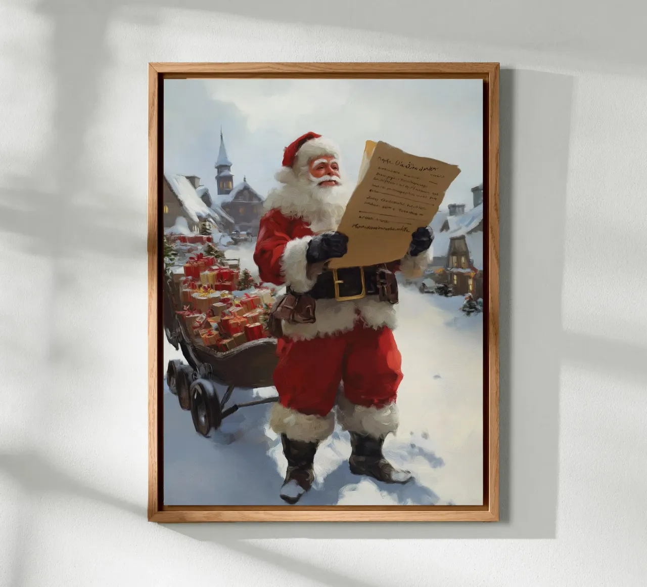 Babbo Natale con la lista dei desideri alluminio dibond da Cozy Vibes