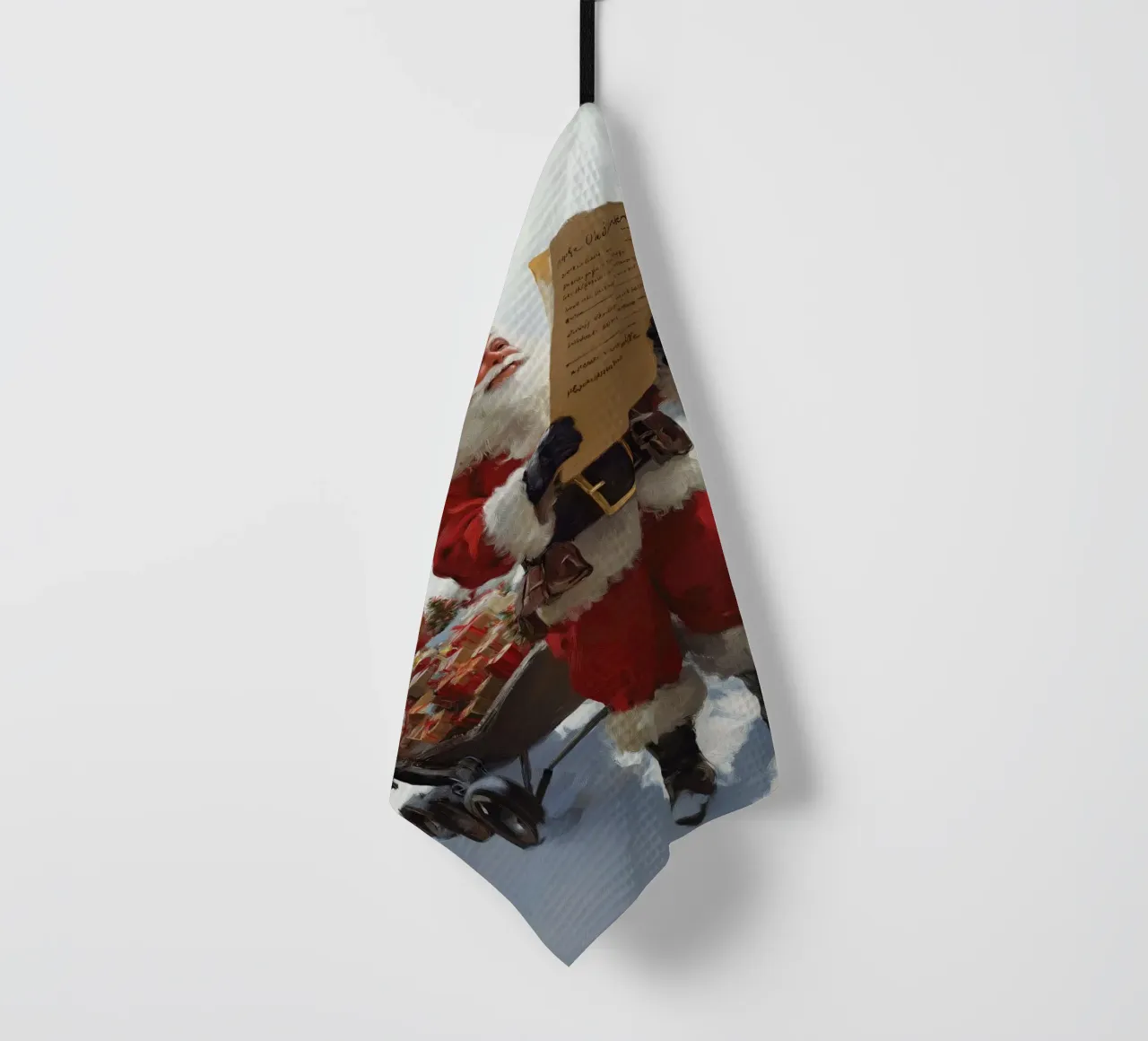 Babbo Natale con la lista dei desideri canovaccio da cucina da Cozy Vibes