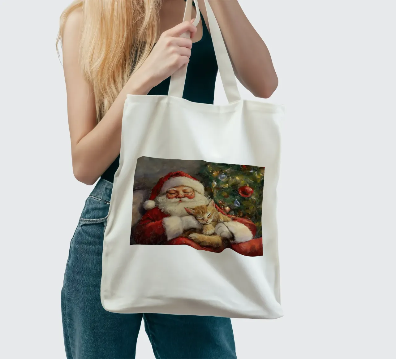 Pace e tranquillità a Natale - Babbo Natale borsa in juta da Cozy Vibes