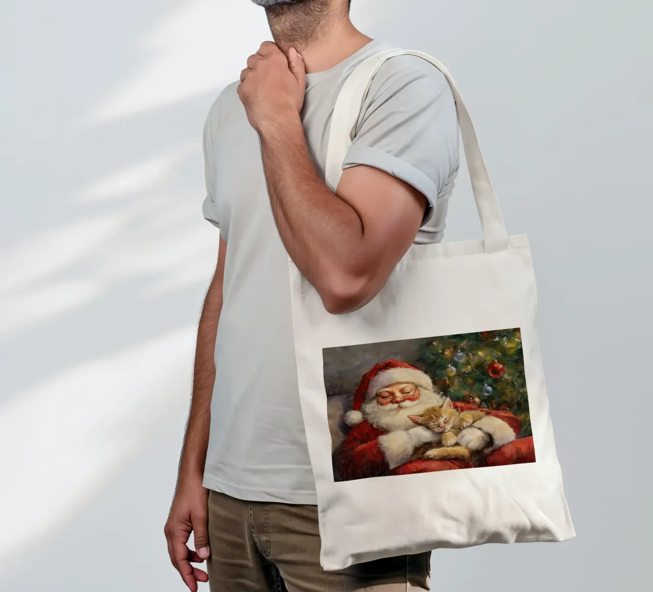 Pace e tranquillità a Natale - Babbo Natale borsa in juta da Cozy Vibes