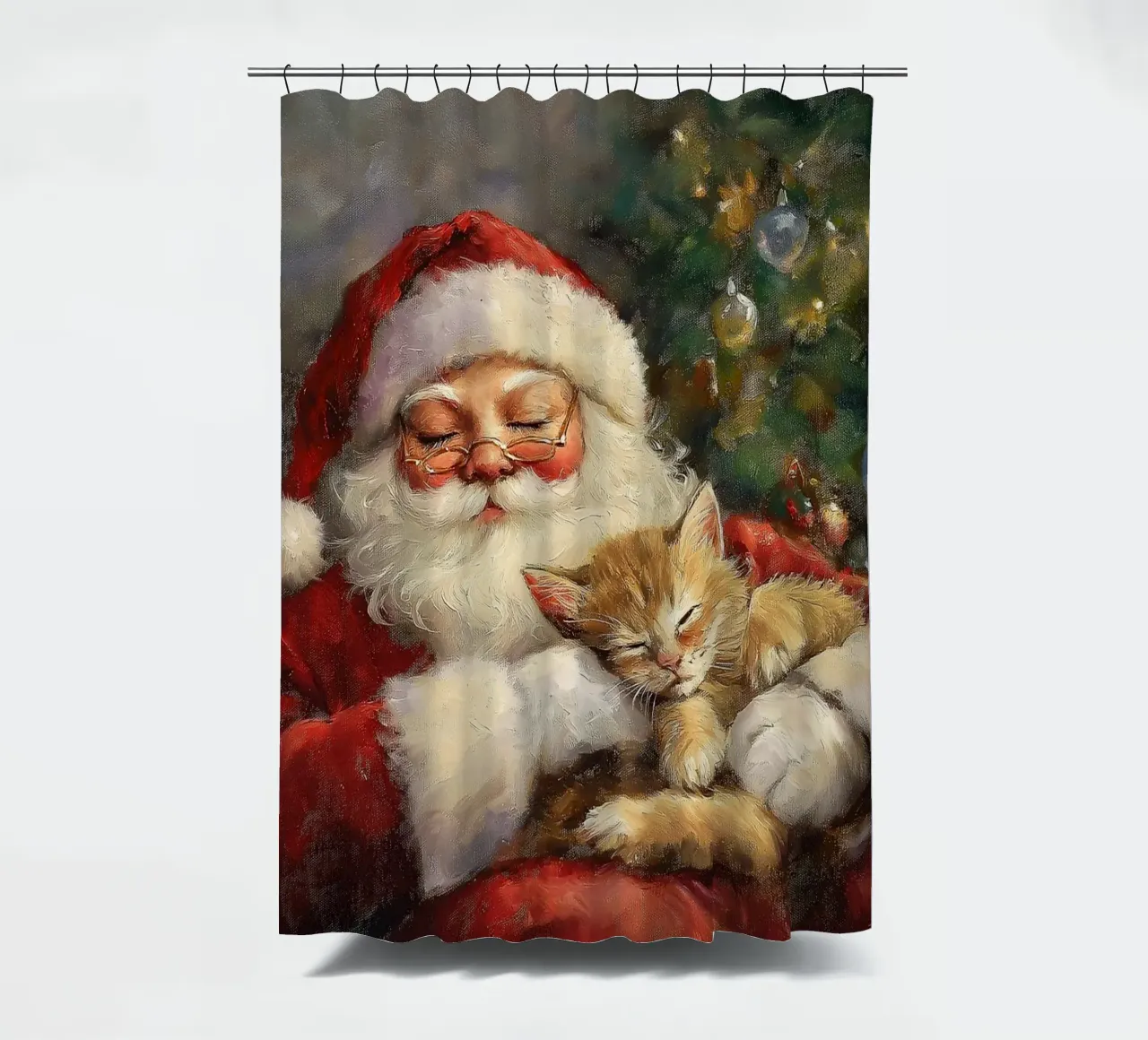 Pace e tranquillità a Natale - Babbo Natale tenda da doccia da Cozy Vibes