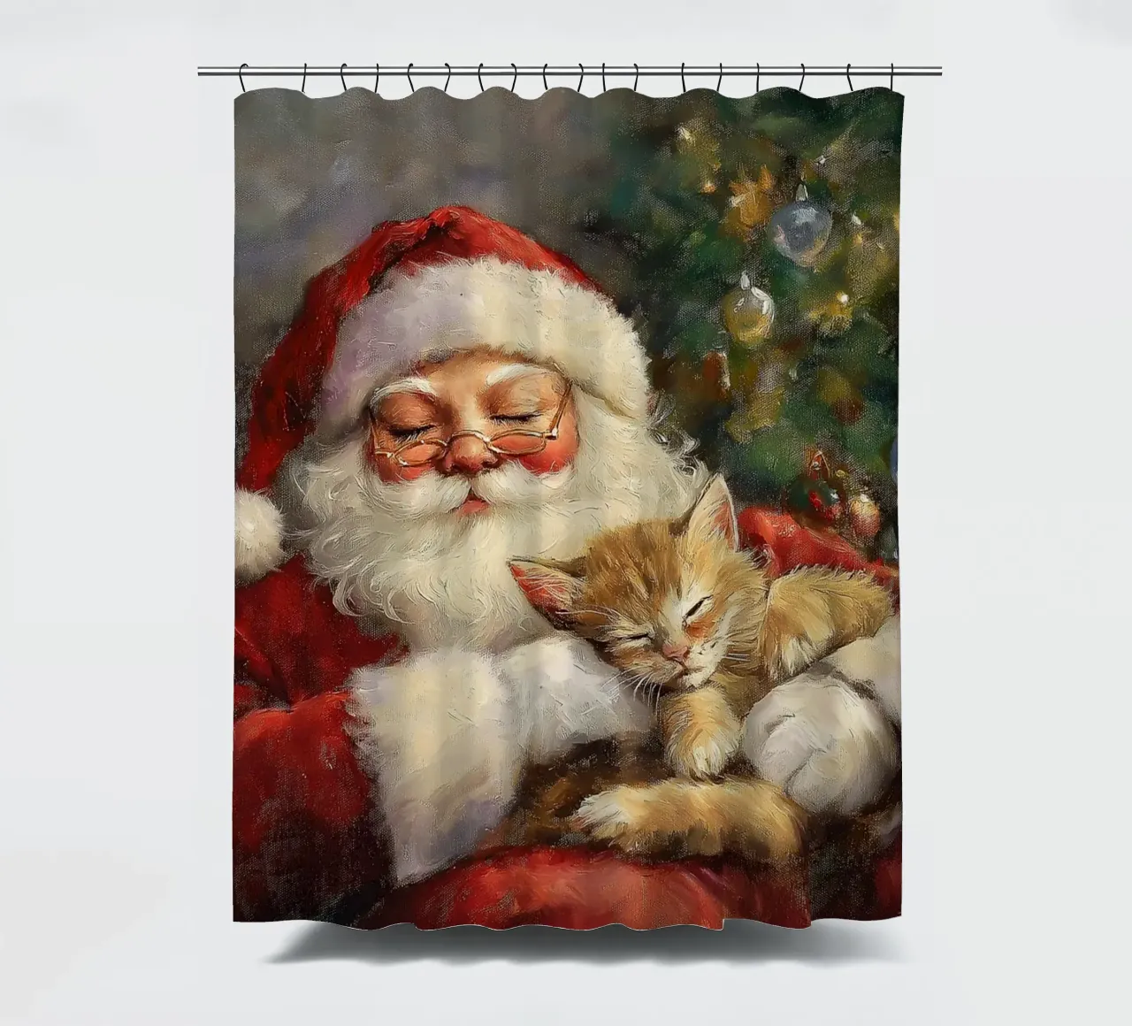 Pace e tranquillità a Natale - Babbo Natale tenda da doccia da Cozy Vibes