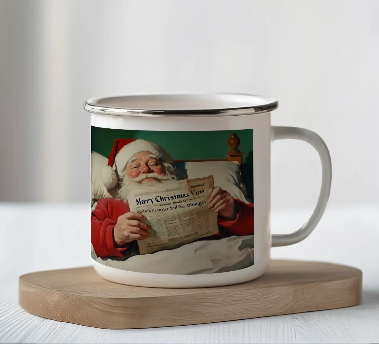 Buona pausa natalizia - Babbo Natale tazza in smalto da Cozy Vibes