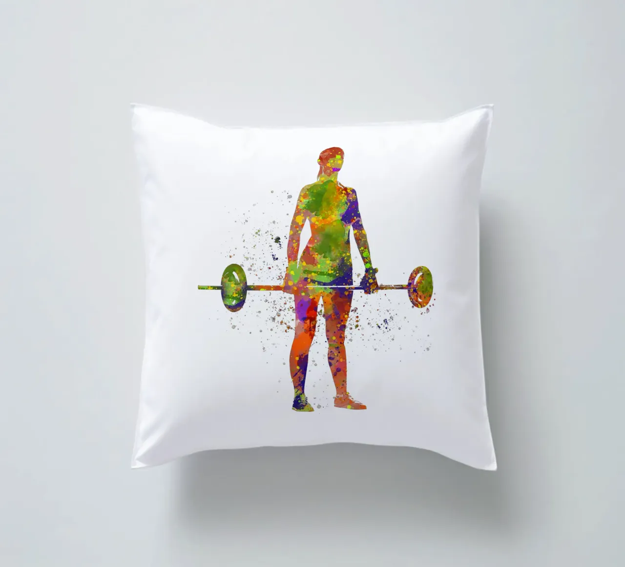 Donna che solleva pesi in acquerello cuscino da ⚽ Sports Pulse