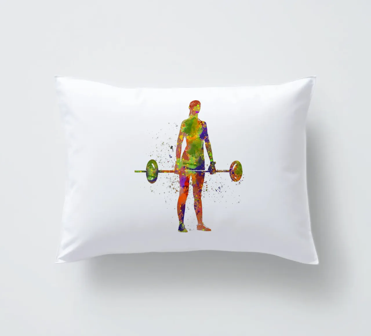 Donna che solleva pesi in acquerello cuscino da ⚽ Sports Pulse