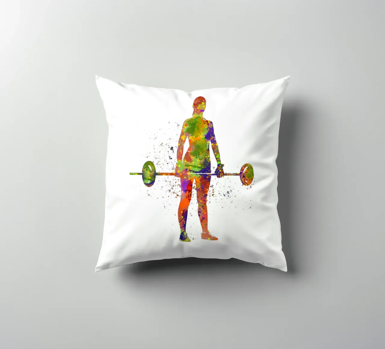 Donna che solleva pesi in acquerello cuscino da ⚽ Sports Pulse