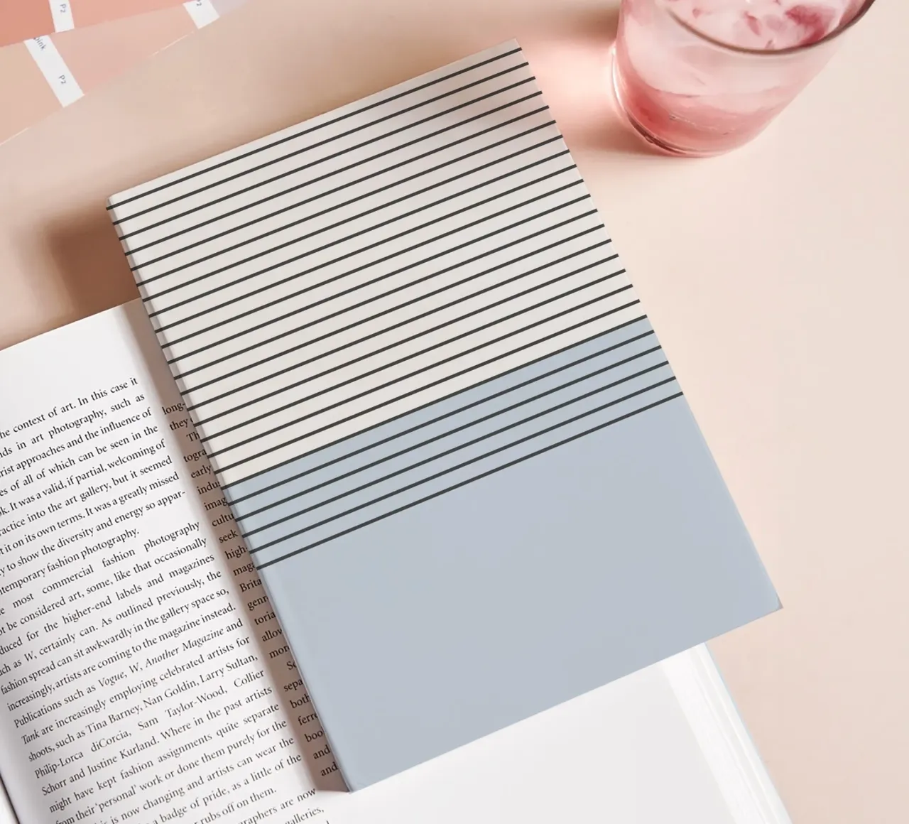 Blue Block Stripes Pattern notebook by Altruist Studio