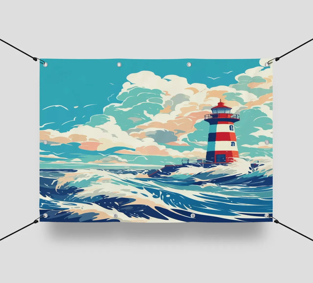 Lighthouse in Stormy Sea telo in pvc da edsonramosart