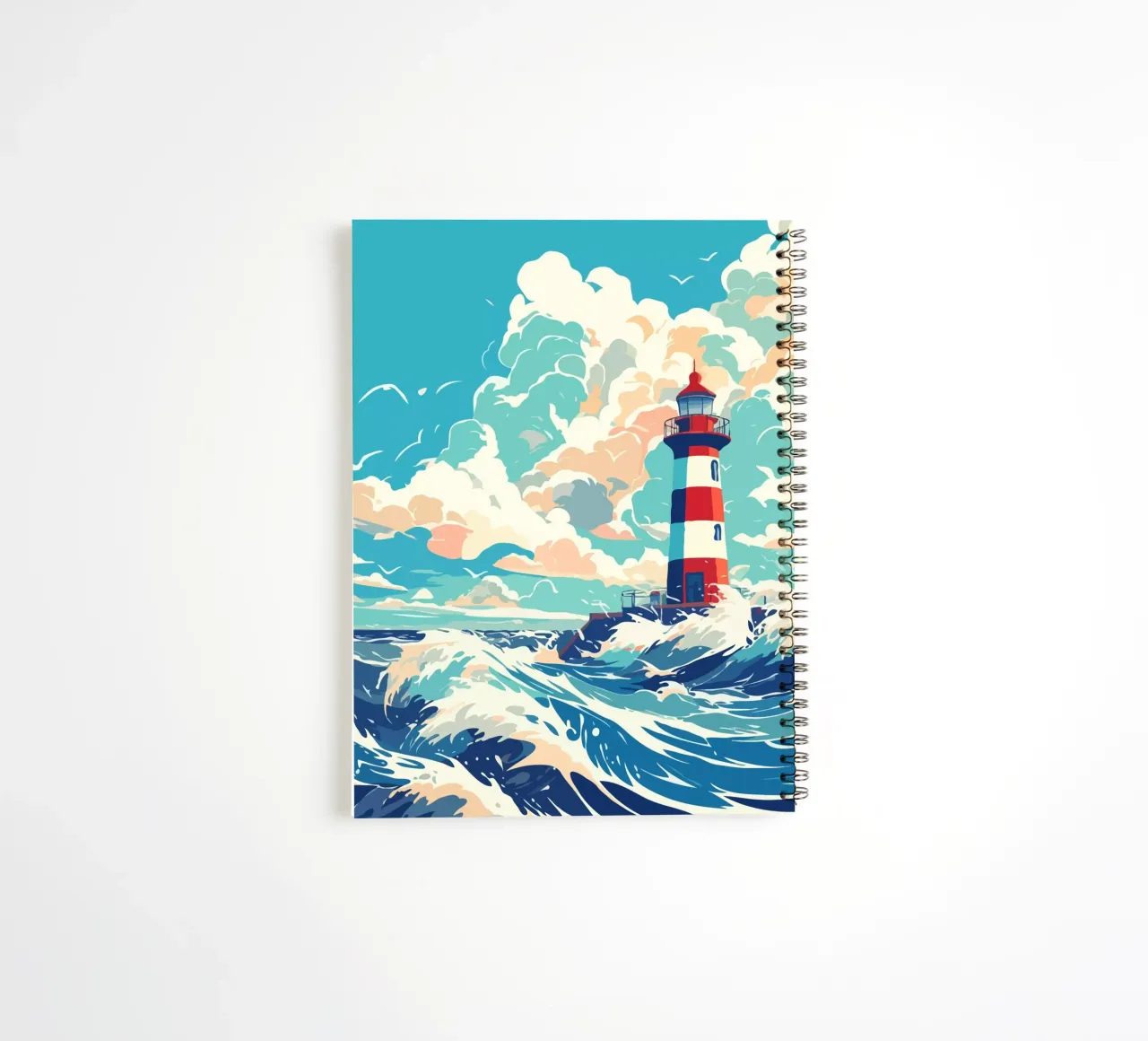 Lighthouse in Stormy Sea spiral notebook by edsonramosart