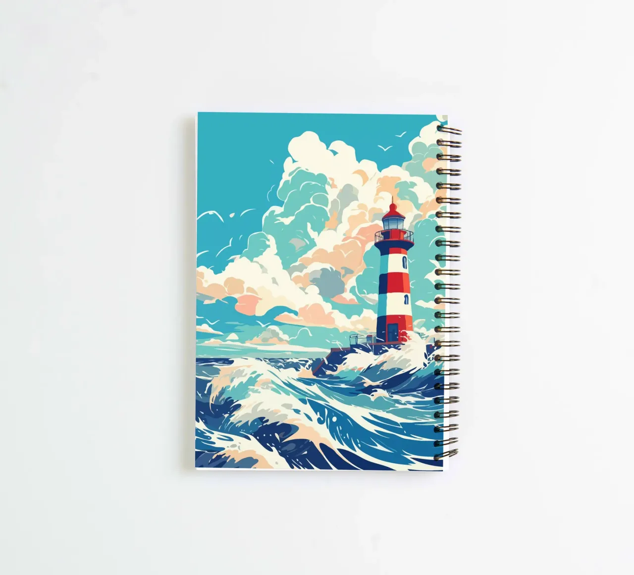 Lighthouse in Stormy Sea spiral notebook by edsonramosart