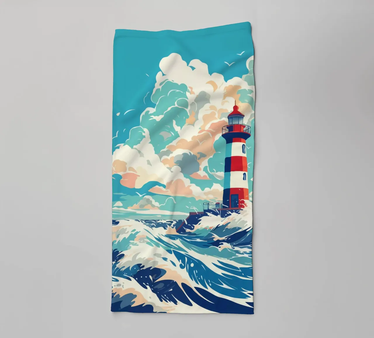 Lighthouse in Stormy Sea asciugamano da bagno da edsonramosart