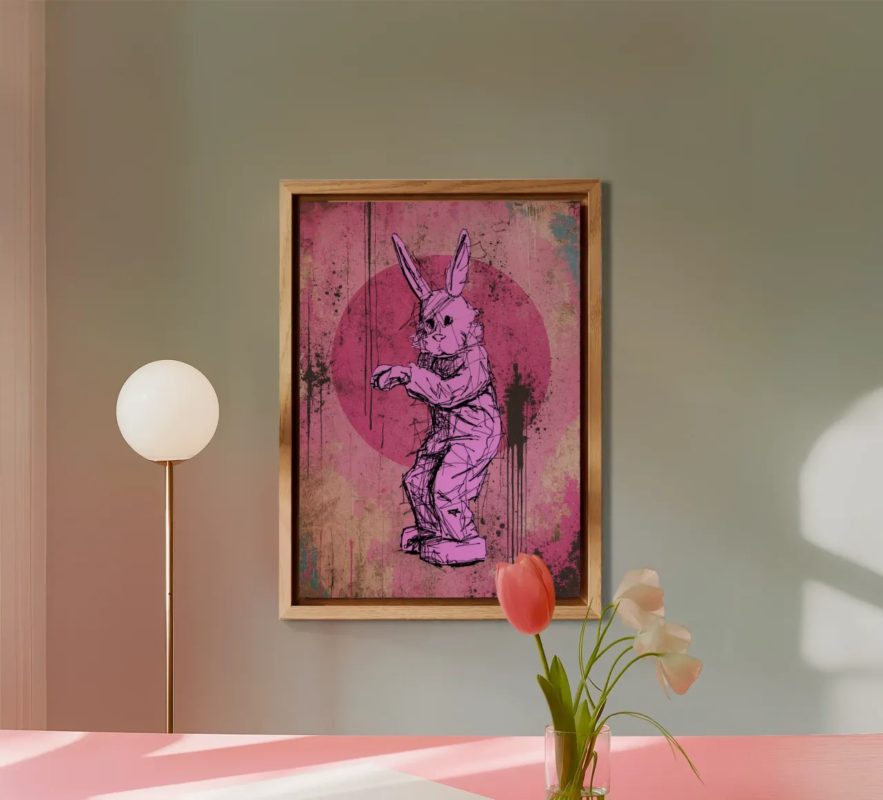 Coniglio rosa alluminio dibond da BOHOvisual