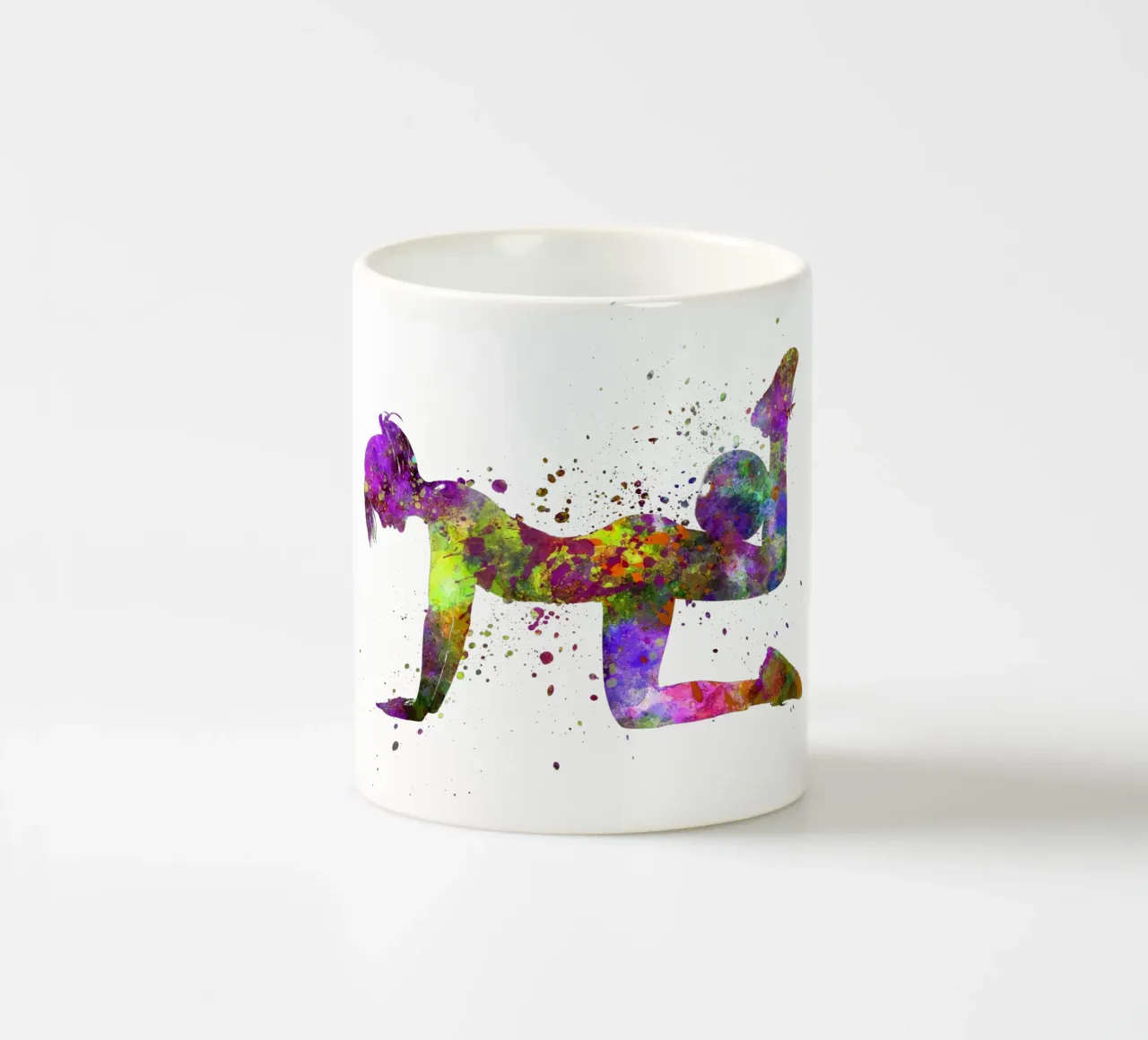 esercizio di fitness femminile in acquerello tazza in ceramica da ⚽ Sports Pulse