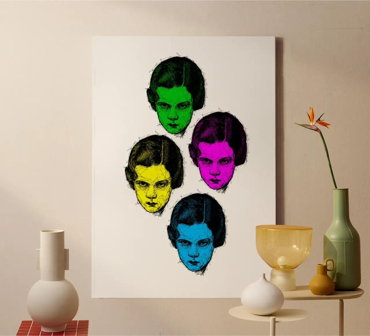 Volti a colori tela da BOHOvisual