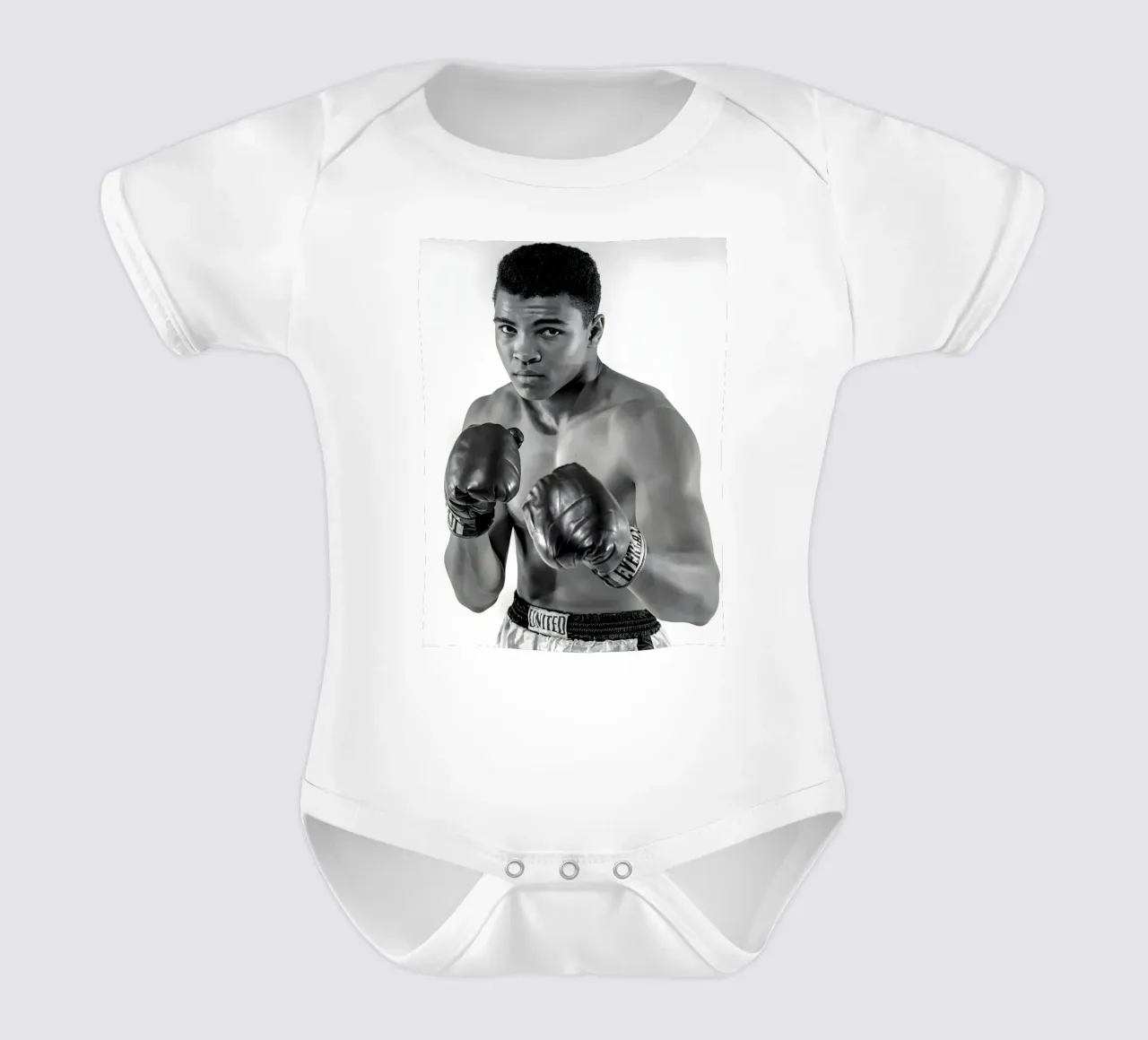 Il pugile Muhammad Ali body neonato maniche corte da Galery Vintage