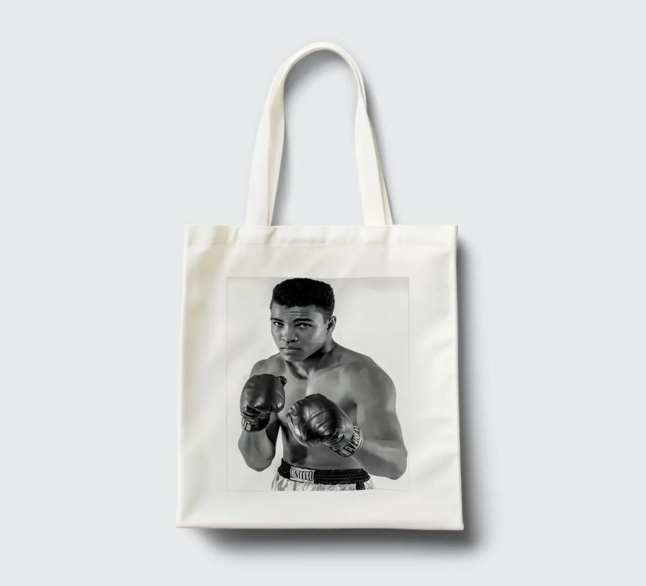 Il pugile Muhammad Ali borsa in juta da Galery Vintage