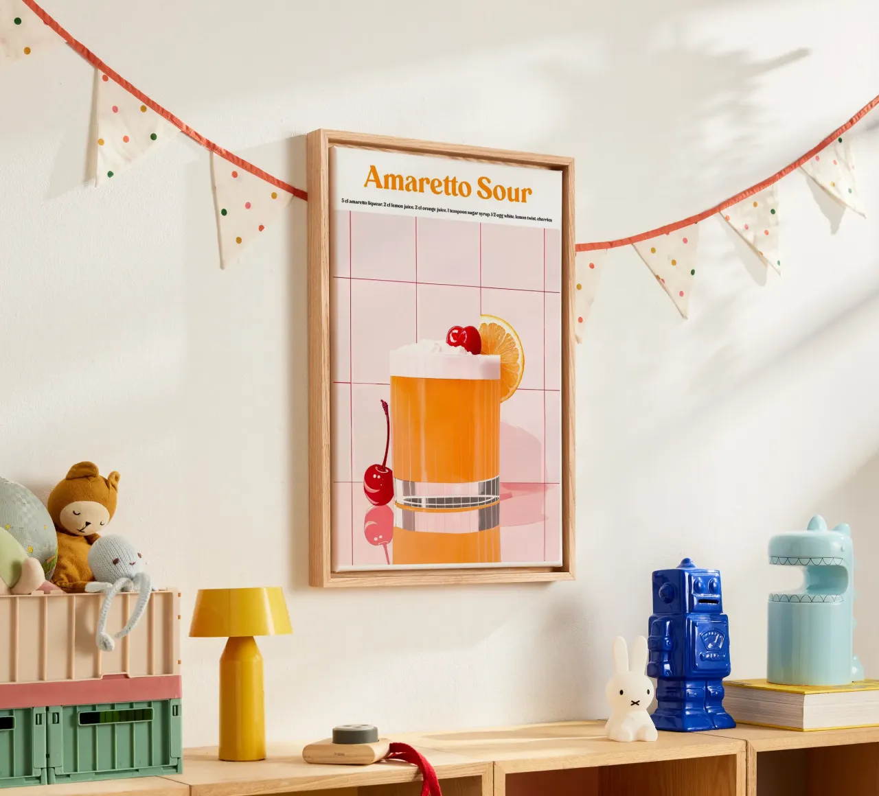 Boho Poster Club 1 Amaretto Sour tela con Cornice a cassetta da Boho Print Collection