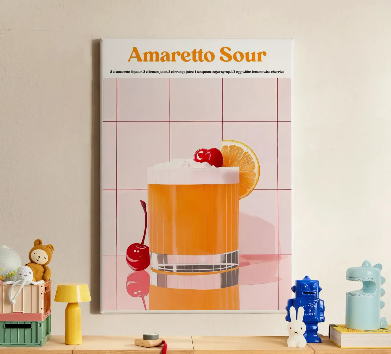 Boho Poster Club 1 Amaretto Sour tela con Cornice a cassetta da Boho Print Collection