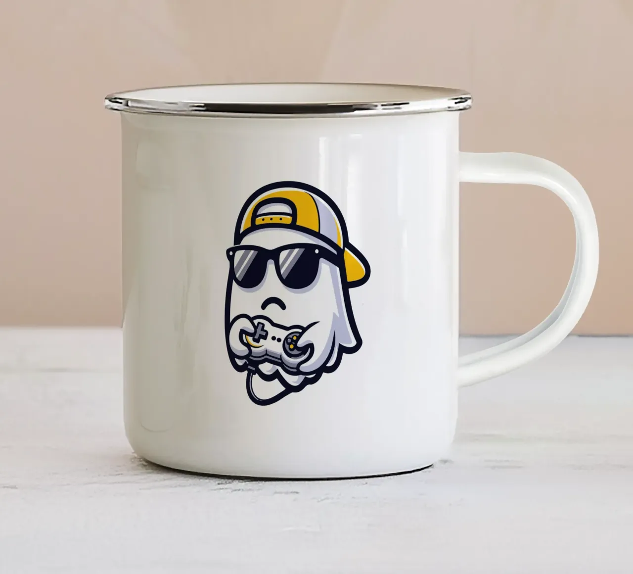 Fantasma di un giocatore con berretto tazza in smalto da TeeLab