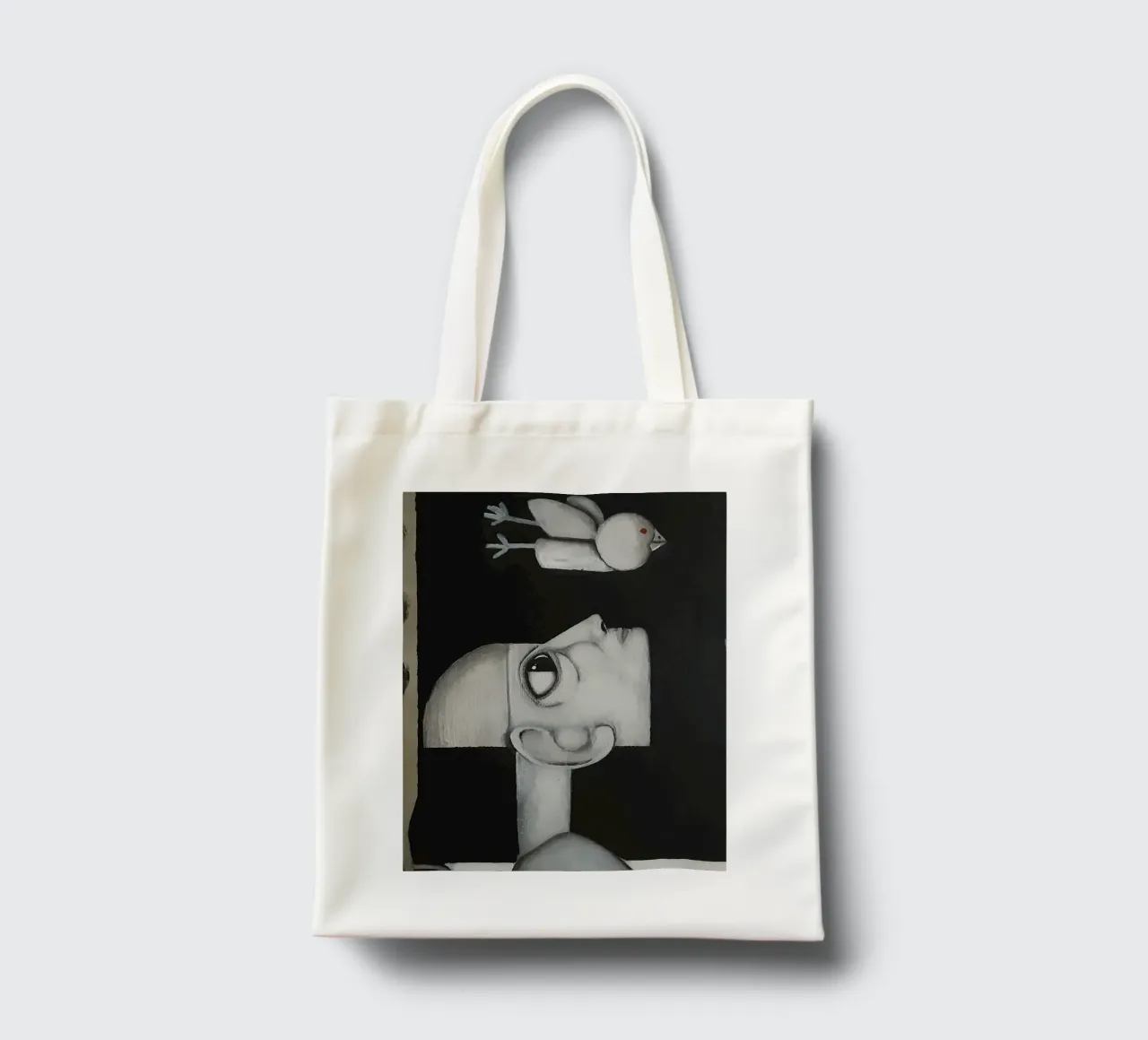 Man and Bird borsa in juta da Leslie Greenrod