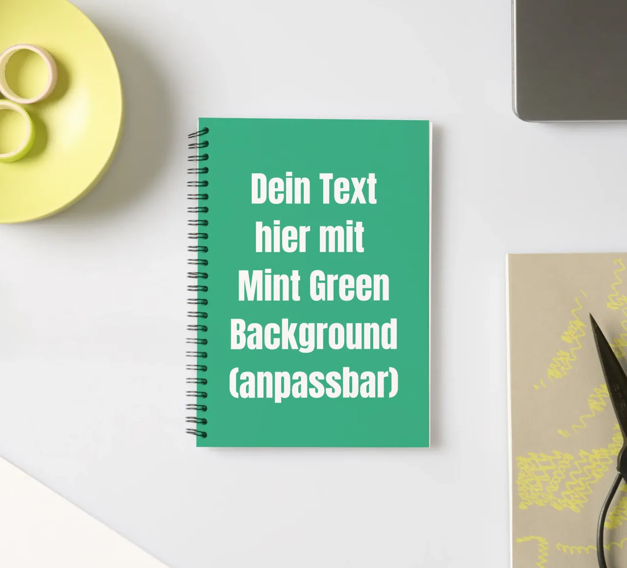 Mint background, customisable text spiral notebook by RB-Quotes