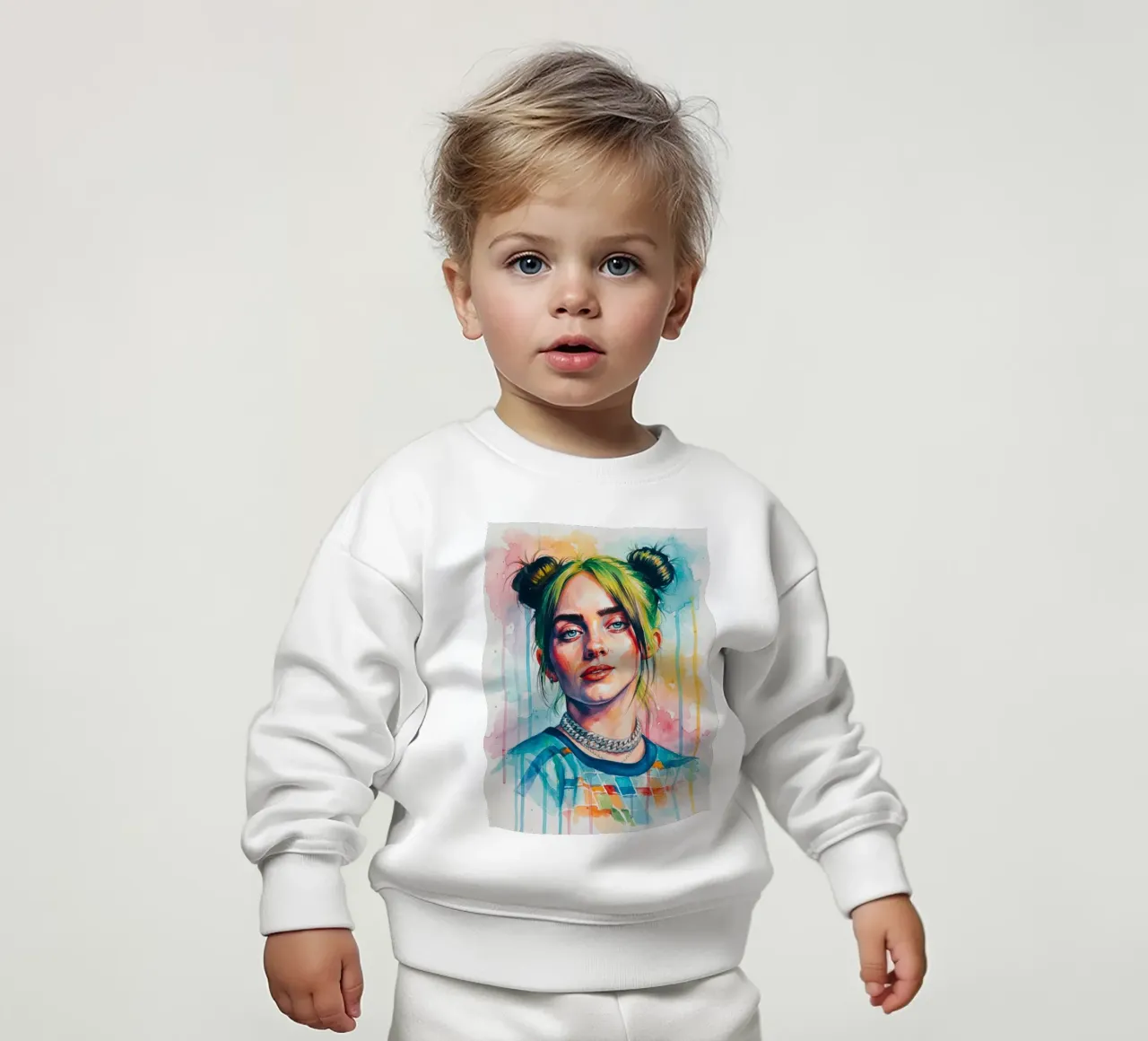 L'arte colorata di Billie Eilish felpa neonato da Kalis
