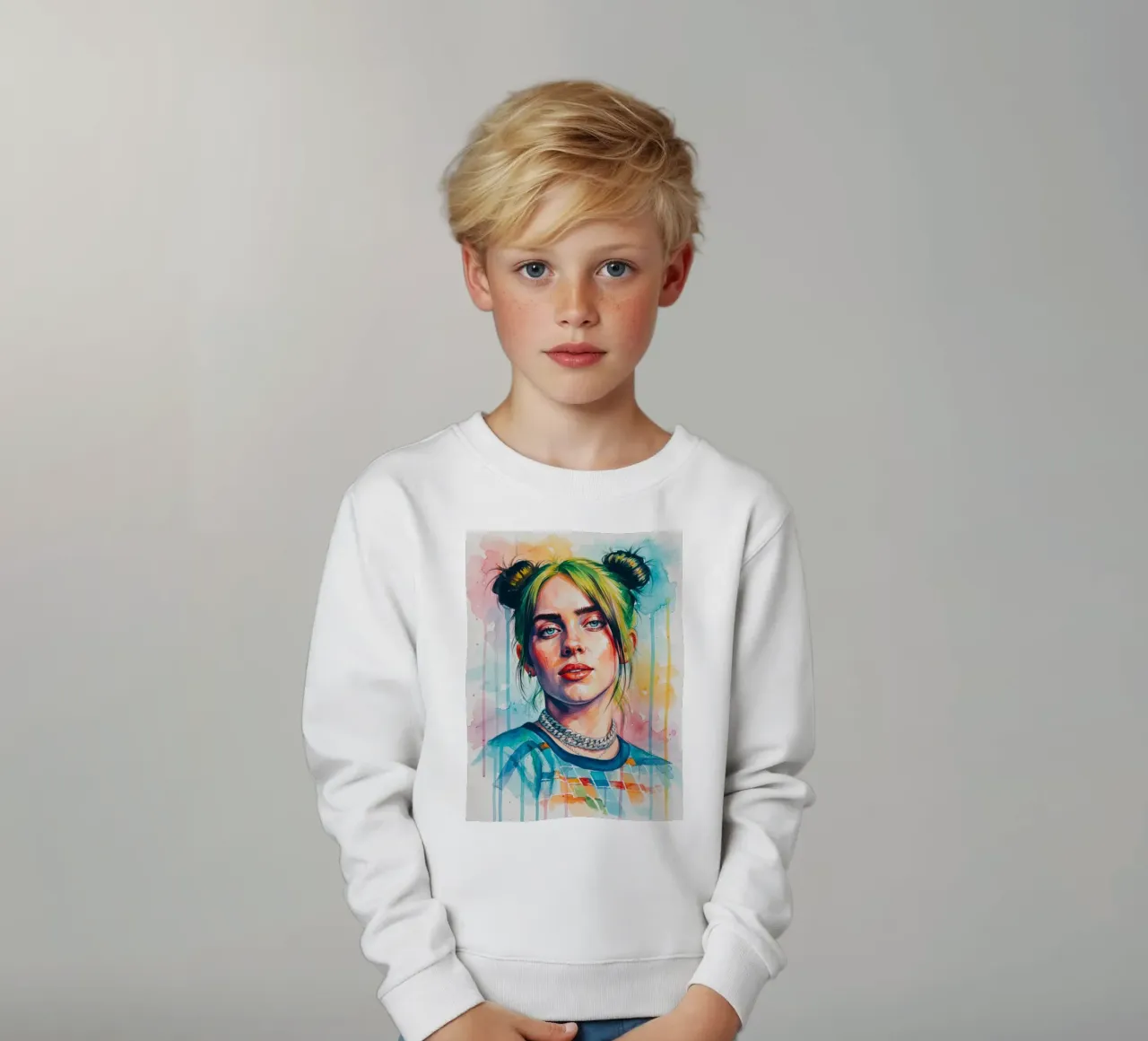 L'arte colorata di Billie Eilish felpa bambino da Kalis