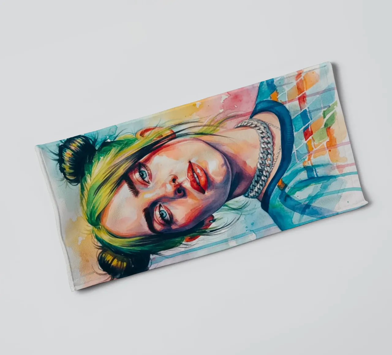 L'art coloré de Billie Eilish serviette de bain de Kalis