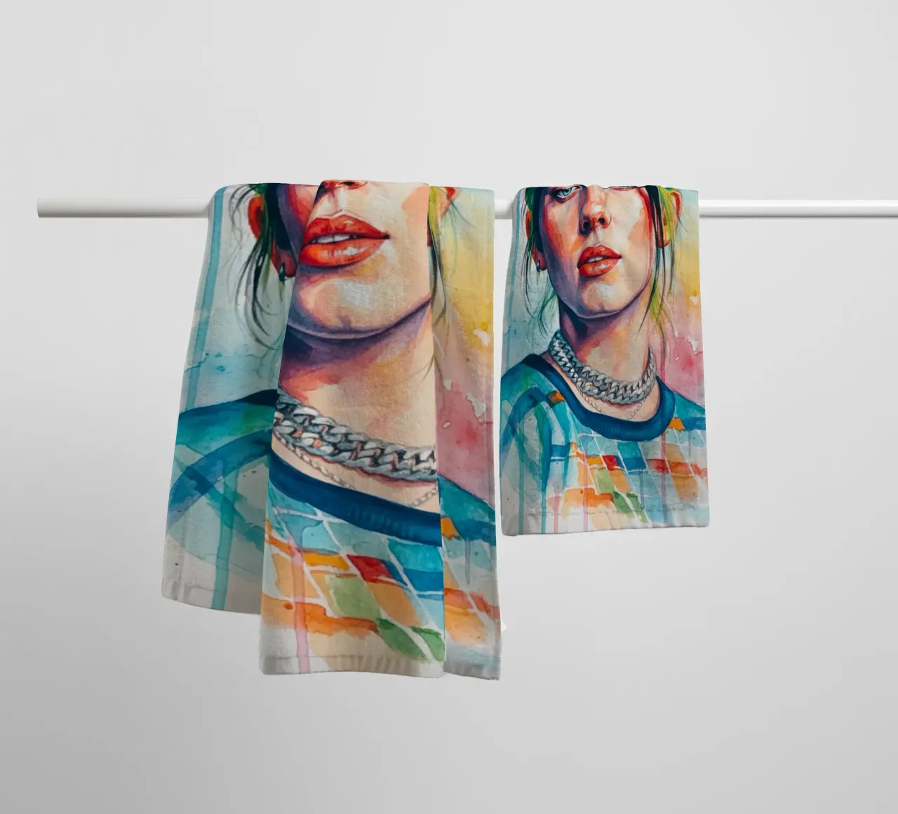 L'art coloré de Billie Eilish serviette de bain de Kalis