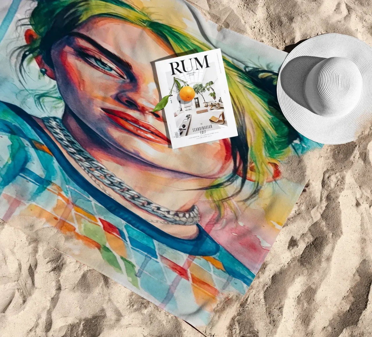 L'arte colorata di Billie Eilish telo mare da Kalis
