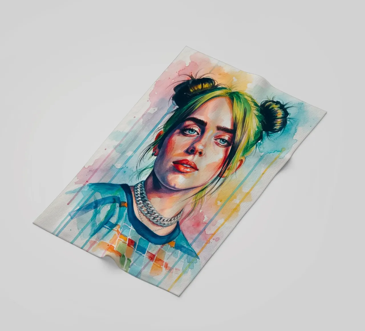 L'arte colorata di Billie Eilish telo mare da Kalis