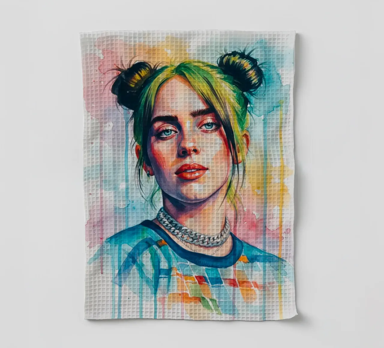 L'art coloré de Billie Eilish torchon de Kalis