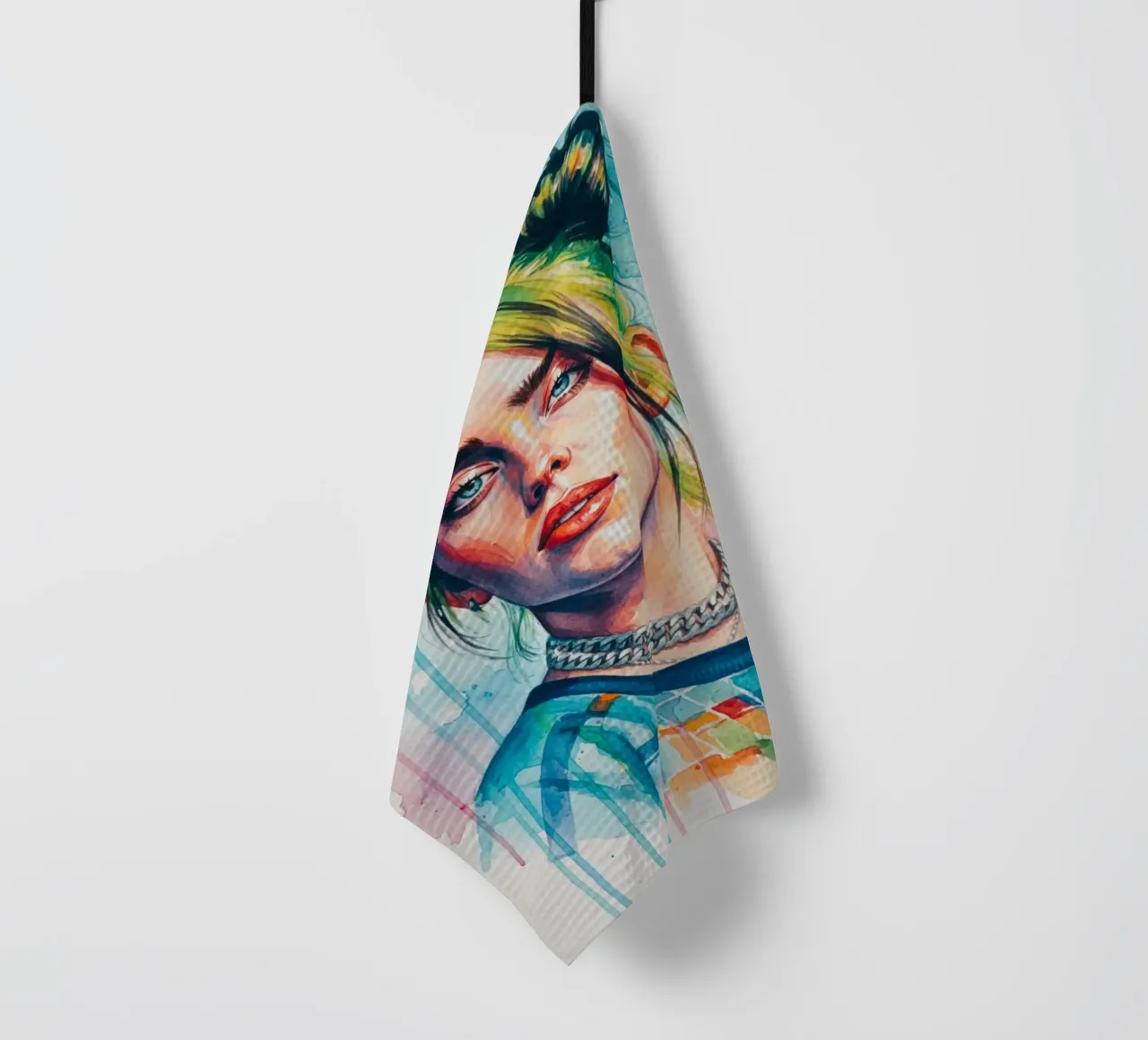L'art coloré de Billie Eilish torchon de Kalis