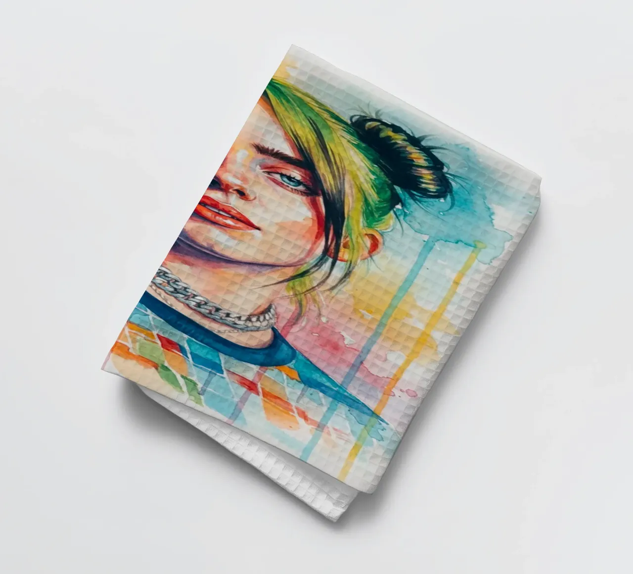 L'art coloré de Billie Eilish torchon de Kalis