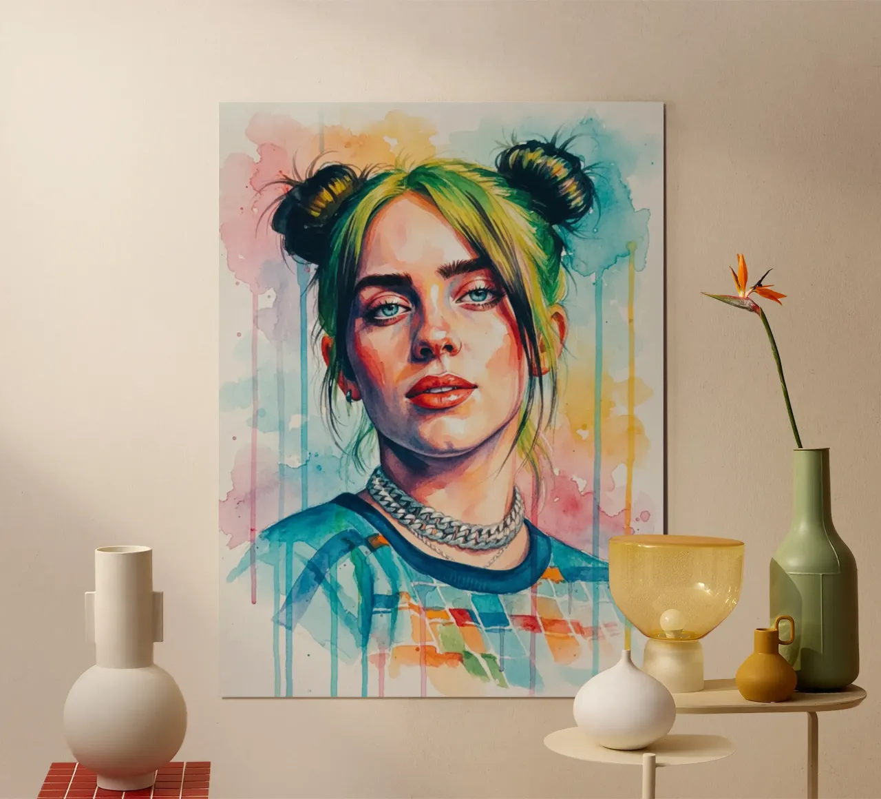 L'arte colorata di Billie Eilish carta hahnemühle da Kalis