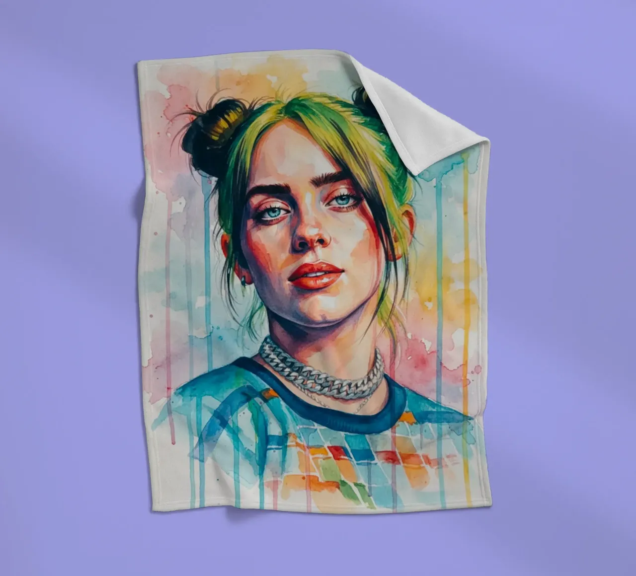 L'arte colorata di Billie Eilish coperta in pile da Kalis