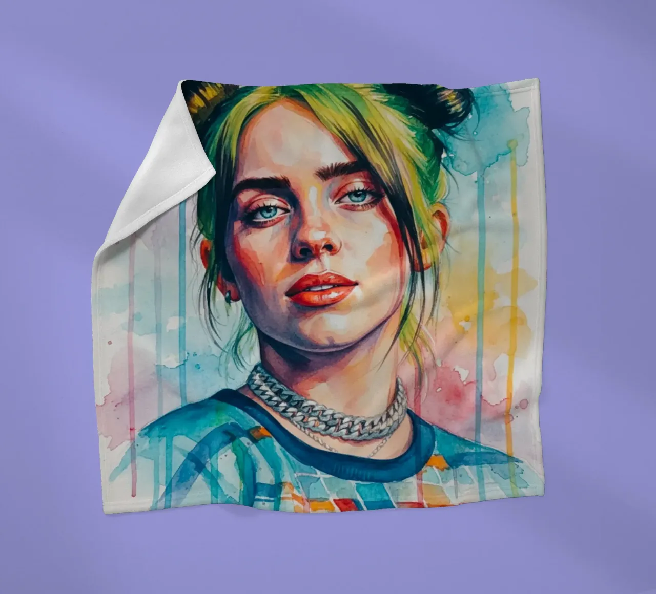 L'arte colorata di Billie Eilish coperta in pile da Kalis