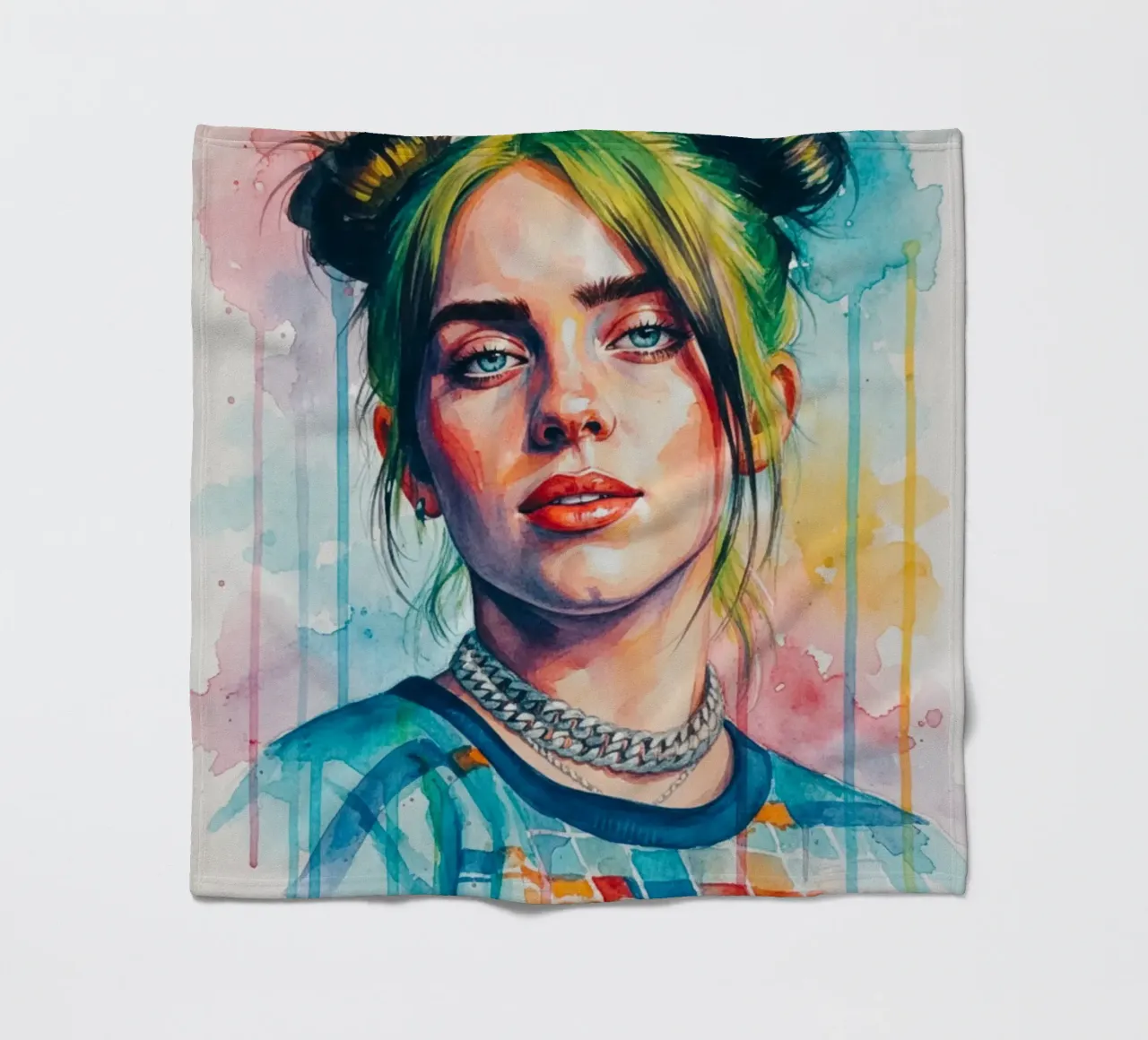 L'arte colorata di Billie Eilish coperta in pile da Kalis