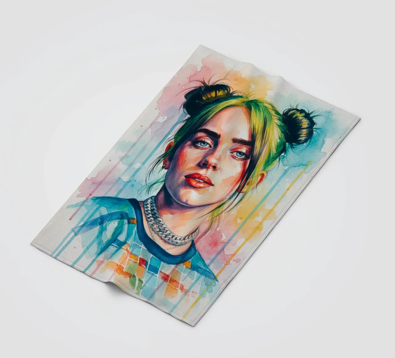 L'arte colorata di Billie Eilish coperta in pile da Kalis