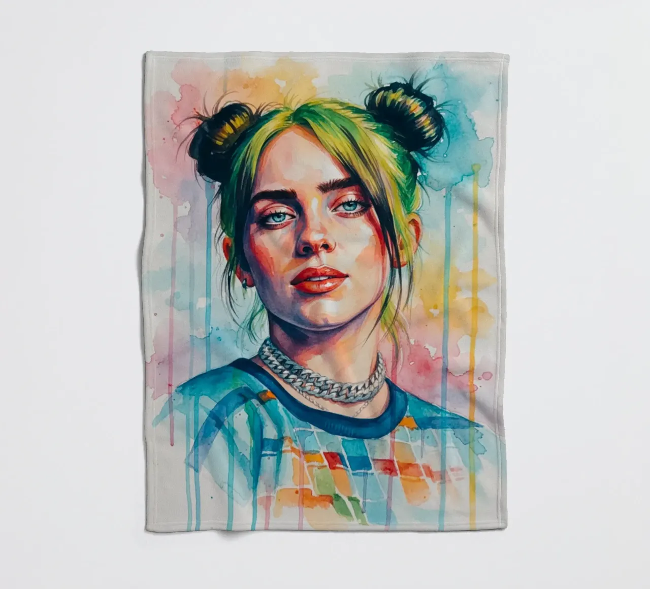 L'arte colorata di Billie Eilish coperta in pile da Kalis