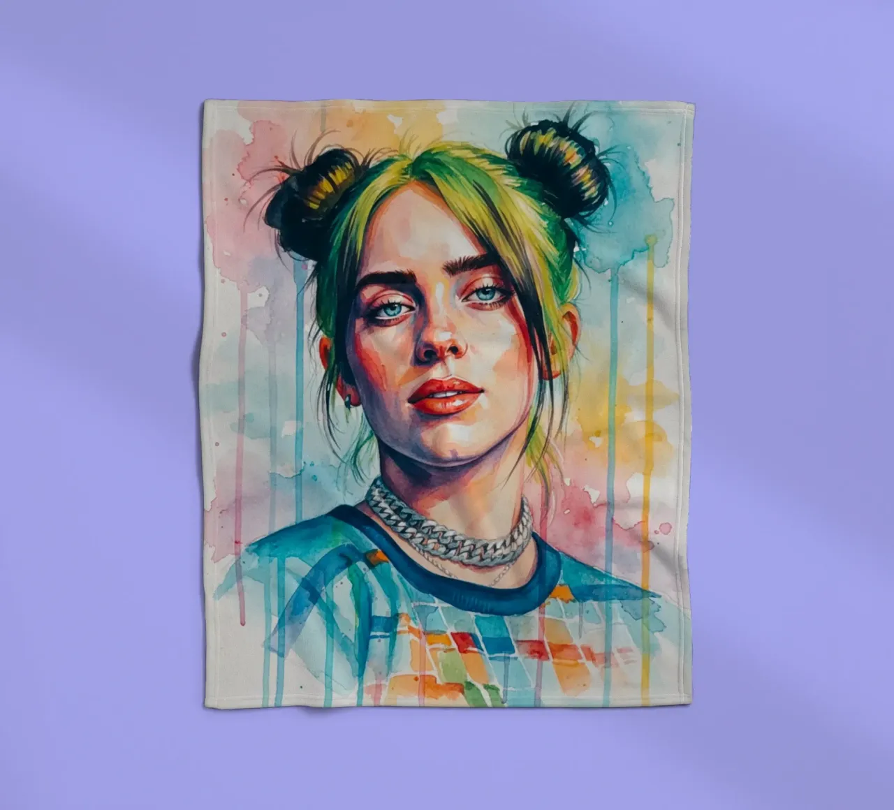 L'arte colorata di Billie Eilish coperta in pile da Kalis