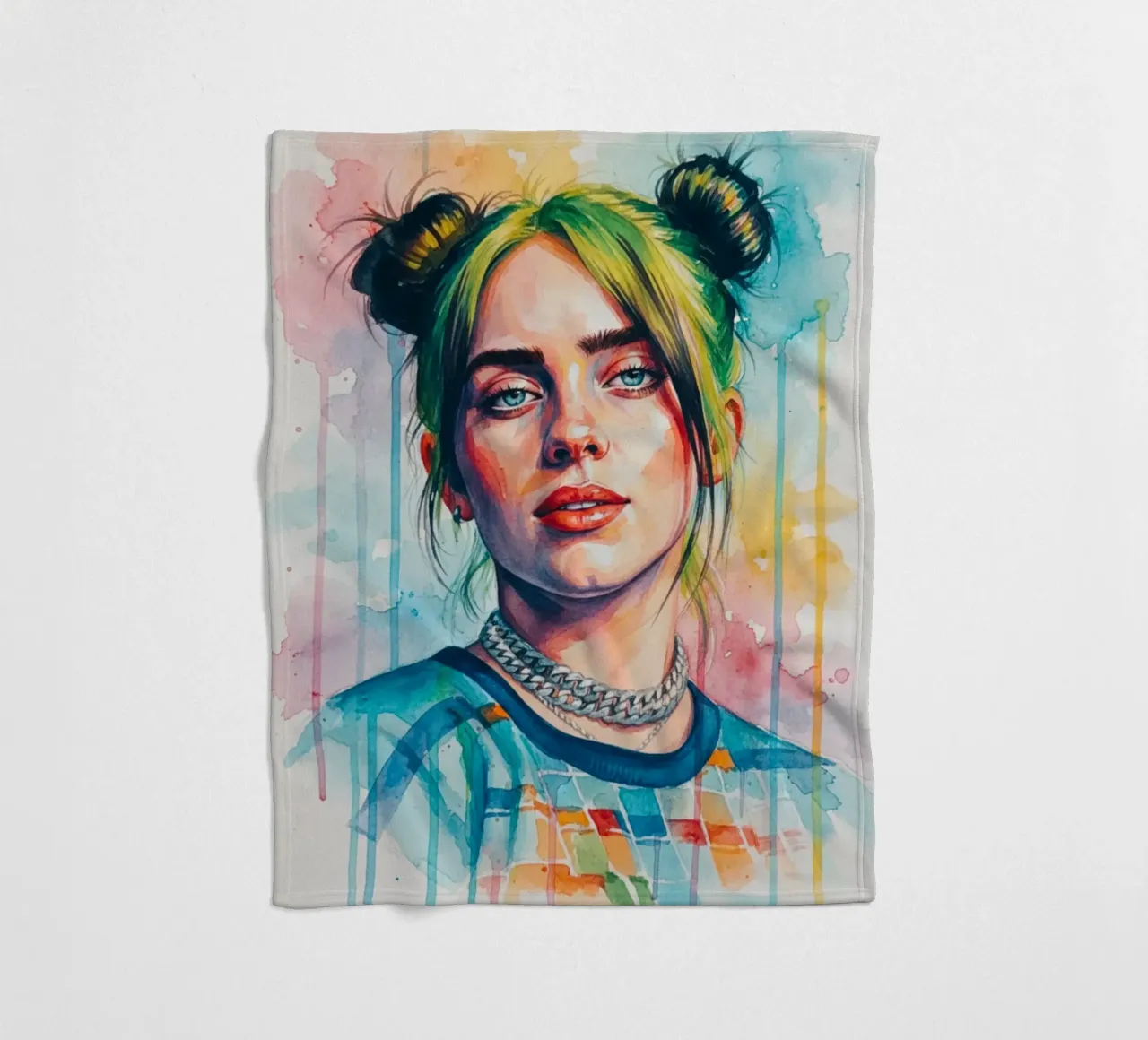 L'arte colorata di Billie Eilish coperta in pile da Kalis