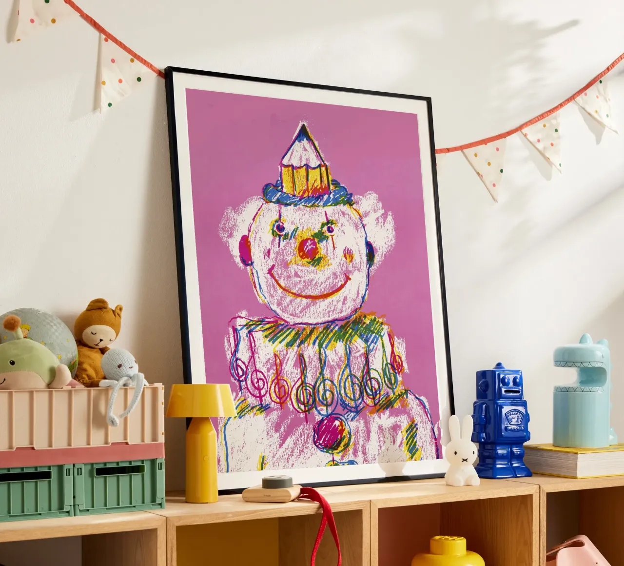 Colorful Clown Drawing with Pencil Hat carta hahnemühle da artshop