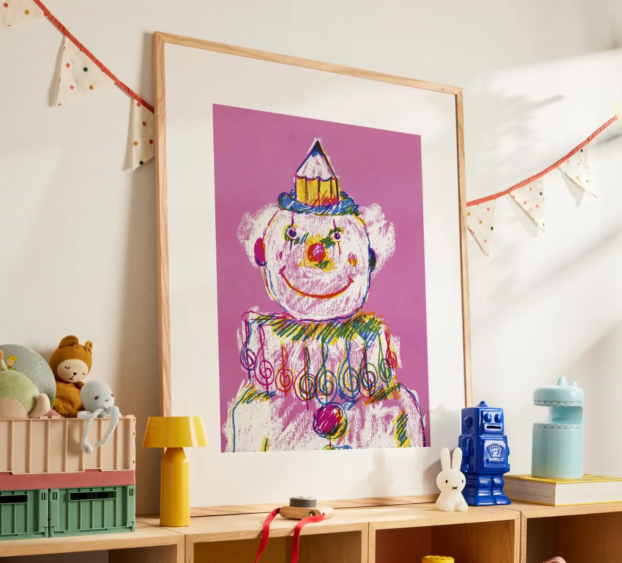 Colorful Clown Drawing with Pencil Hat carta hahnemühle da artshop