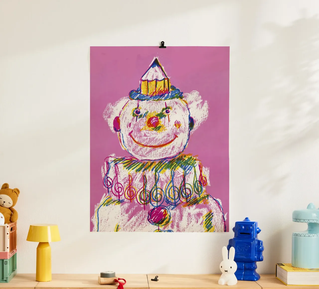 Colorful Clown Drawing with Pencil Hat carta hahnemühle da artshop