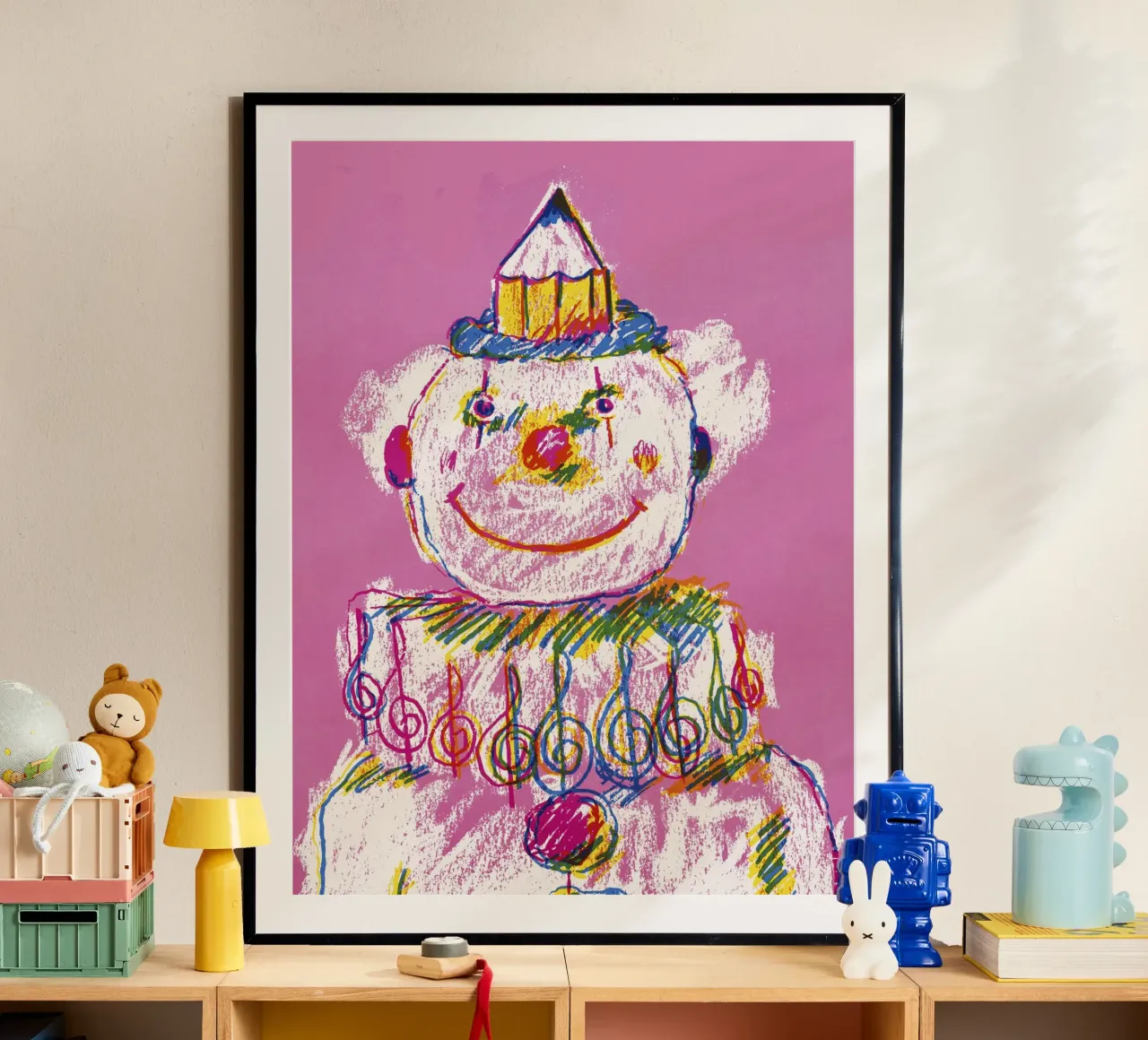 Colorful Clown Drawing with Pencil Hat carta hahnemühle da artshop